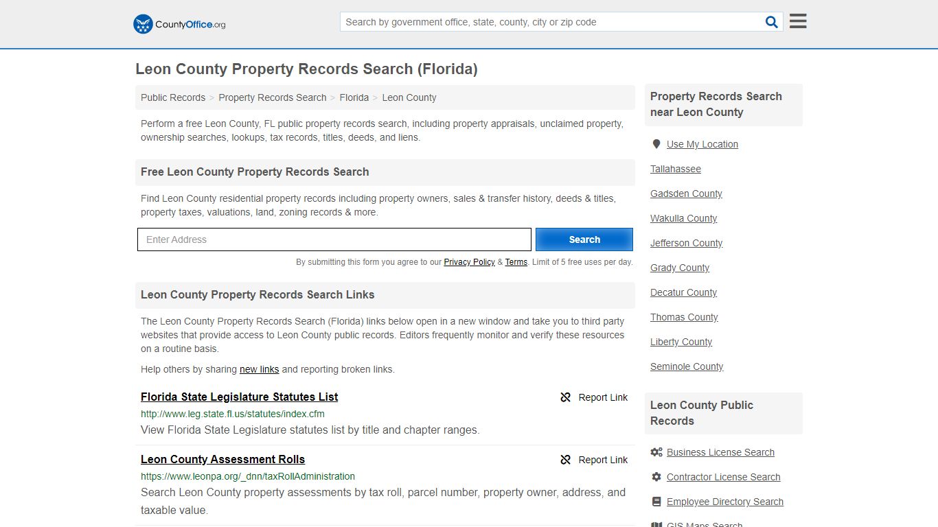 Property Records Search - Leon County, FL (Assessments ...